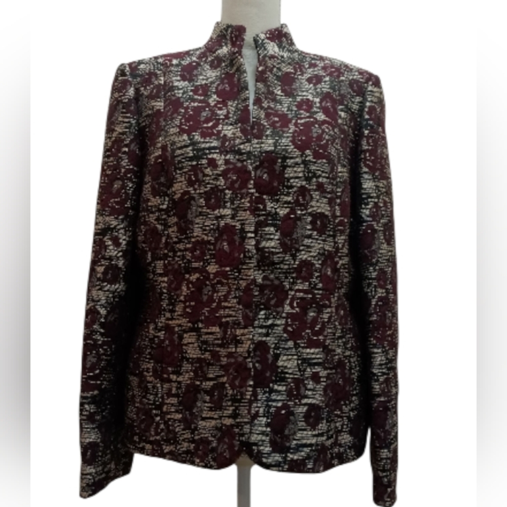 Jones New York Women's Blazer with a burgundy Floral design Size 14